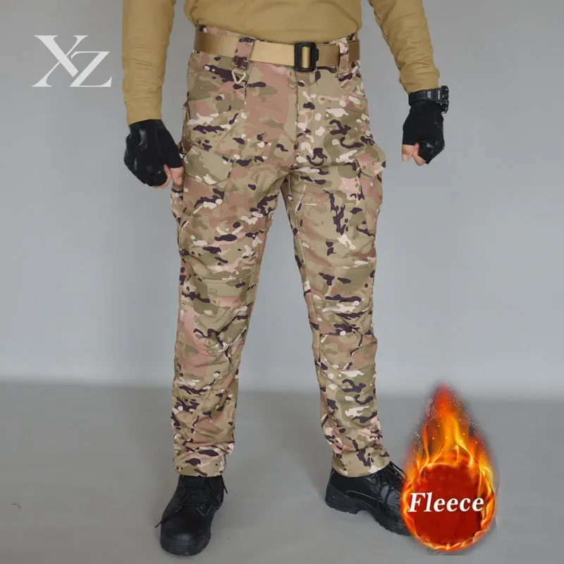 Fishing Pants Waterproof - メンズ用、冬用、防水、フリース裏地付き、タクティカルカーゴパンツ。登山、スキー、トレッキング、釣り、キャンプ、ハイキングに最適。シャークスキン素材。