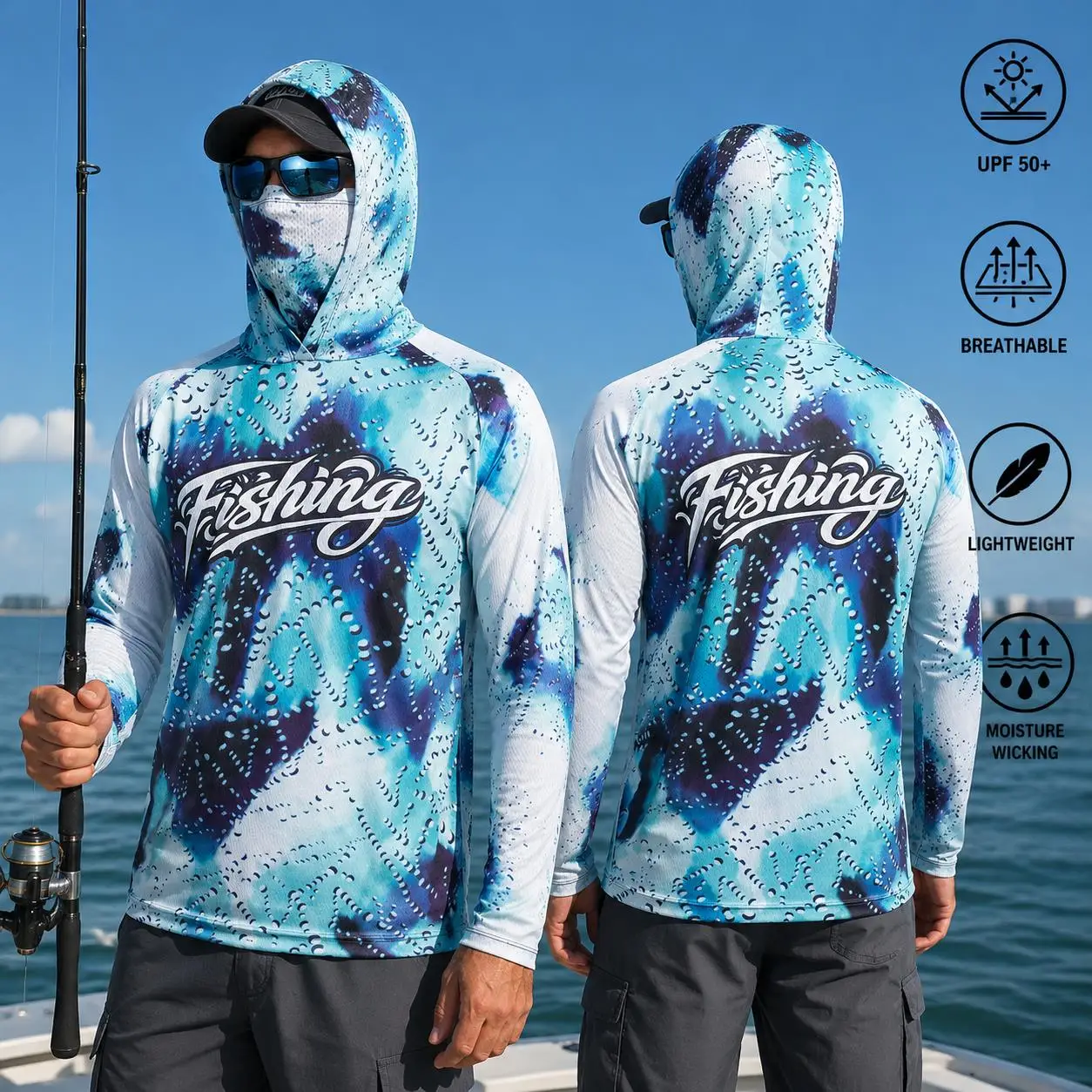 釣り用シャツ、フード付き、メンズ、長袖、アウトドア、夏用、マ - Fishing Mask Sun Protection のレビューと価格