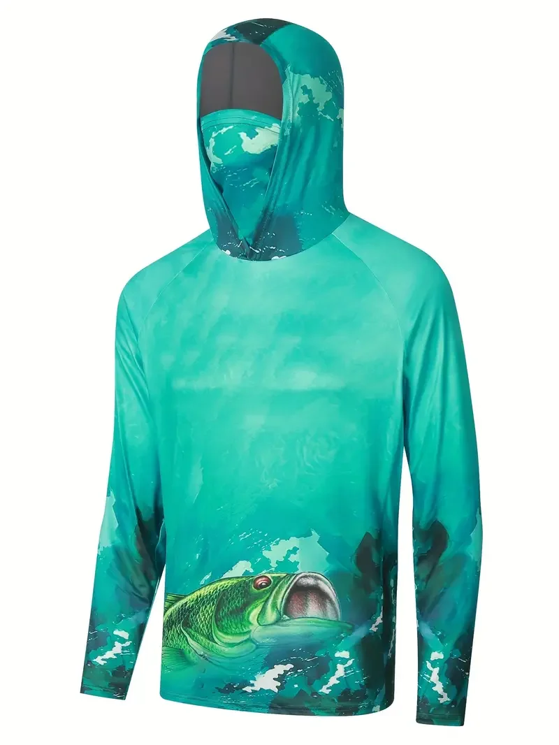 釣り用シャツ、フード付き、メンズ、釣りウェア、アウトドア、夏 - Fishing Shirt Uv Protection のレビューと価格
