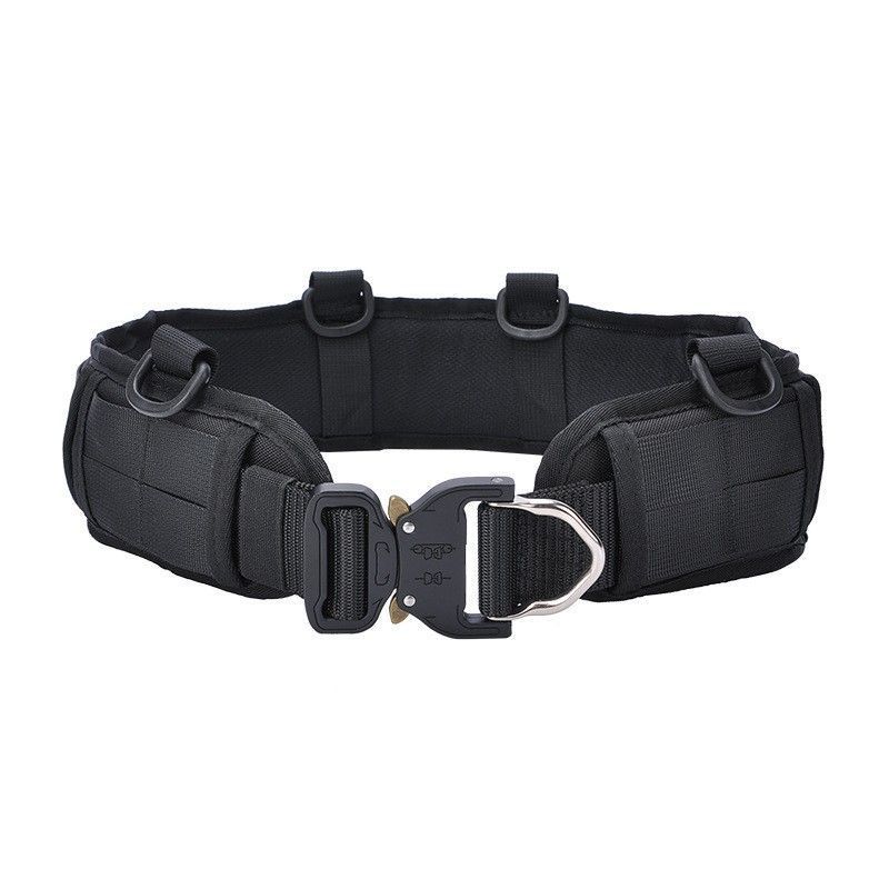 黒色のパッド入りタクティカルフィッシングベルト。Dリング付き - Fishing Belt のレビューと価格